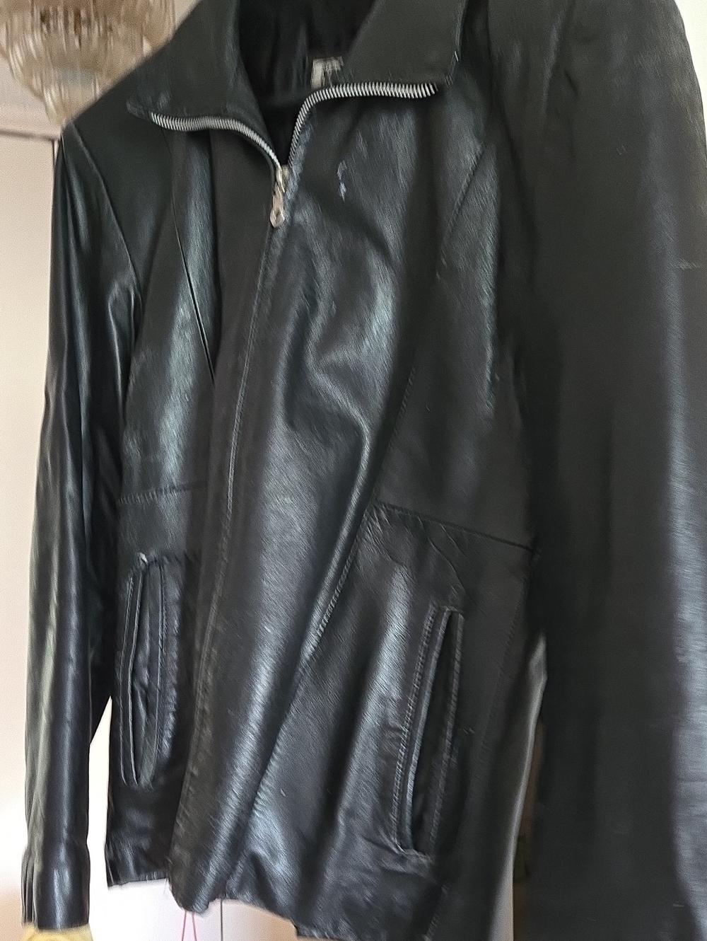 Diamond Supply Co. Black Leather Zip-Front Jacket